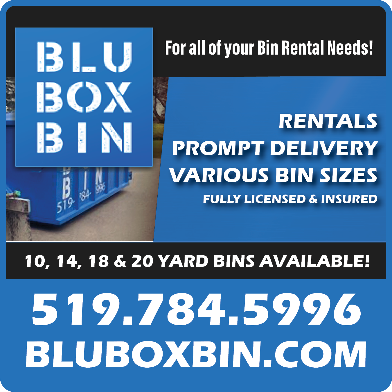 BluBoxBin DumpsterBin Rental